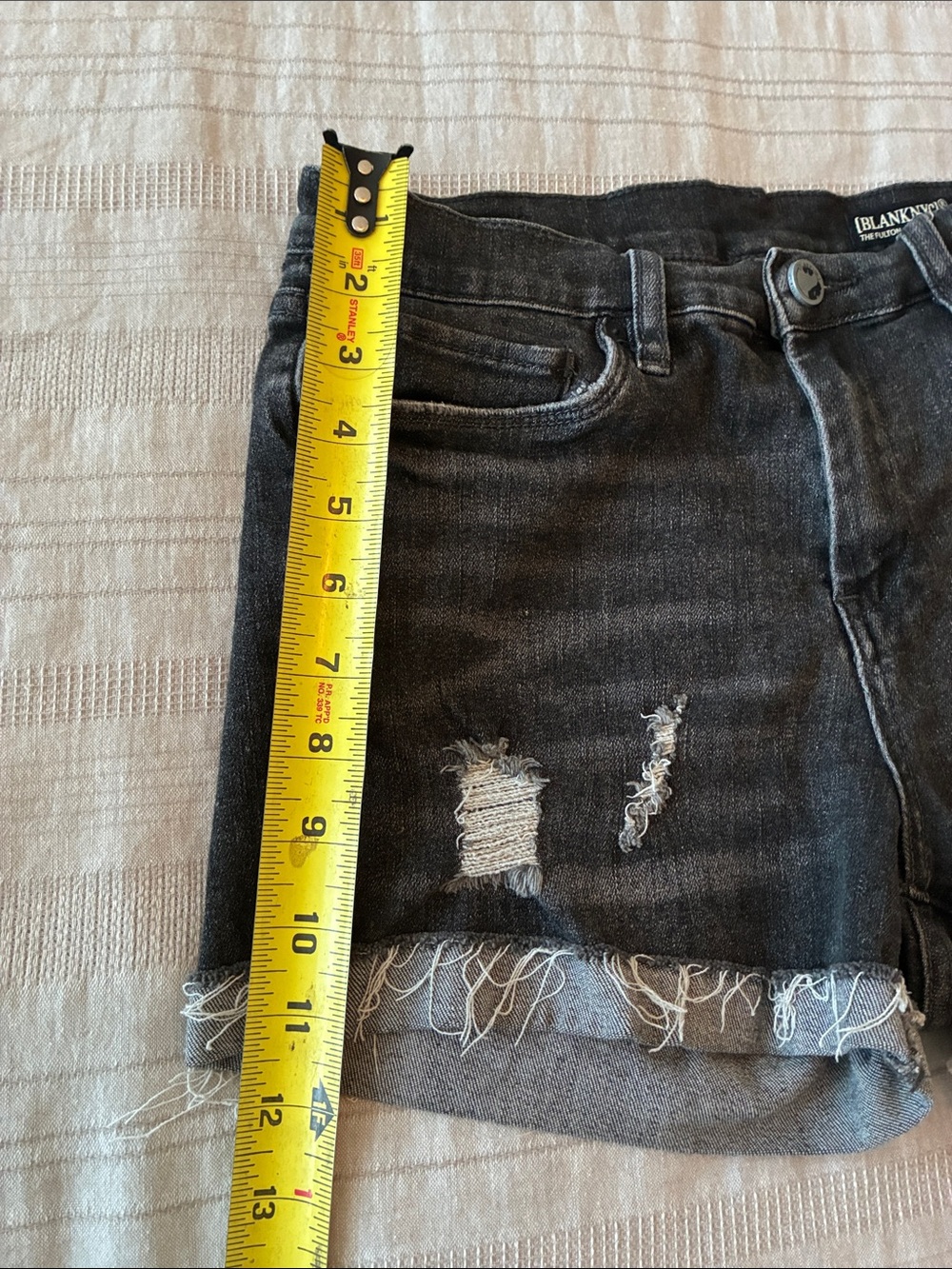 Blank NYC Black Distressed Denim Jean Shorts - Picture 4 of 7